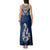 Aotearoa New Zealand Tank Maxi Dress Silver Fern and Matau with Maori Tribal Blue Style LT03 - Polynesian Pride