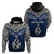 Custom Aotearoa New Zealand Hoodie Silver Fern and Matau with Maori Tribal Blue Style LT03 - Polynesian Pride