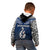 Custom Aotearoa New Zealand Kid Hoodie Silver Fern and Matau with Maori Tribal Blue Style LT03 - Polynesian Pride