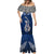 Custom Aotearoa New Zealand Mermaid Dress Silver Fern and Matau with Maori Tribal Blue Style LT03 - Polynesian Pride