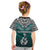 Aotearoa New Zealand Kid T Shirt Silver Fern and Matau with Maori Tribal Turquoise Style LT03 - Polynesian Pride