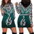 Custom Aotearoa New Zealand Hoodie Dress Silver Fern and Matau with Maori Tribal Turquoise Style LT03 - Polynesian Pride