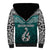 Custom Aotearoa New Zealand Sherpa Hoodie Silver Fern and Matau with Maori Tribal Turquoise Style LT03 - Polynesian Pride