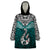 Custom Aotearoa New Zealand Wearable Blanket Hoodie Silver Fern and Matau with Maori Tribal Turquoise Style LT03 One Size Turquoise - Polynesian Pride