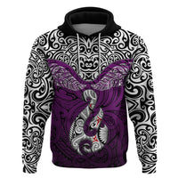 Aotearoa New Zealand Hoodie Silver Fern and Matau with Maori Tribal Pink Style LT03 Pullover Hoodie Pink - Polynesian Pride