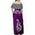 Aotearoa New Zealand Off Shoulder Maxi Dress Silver Fern and Matau with Maori Tribal Pink Style LT03 - Polynesian Pride