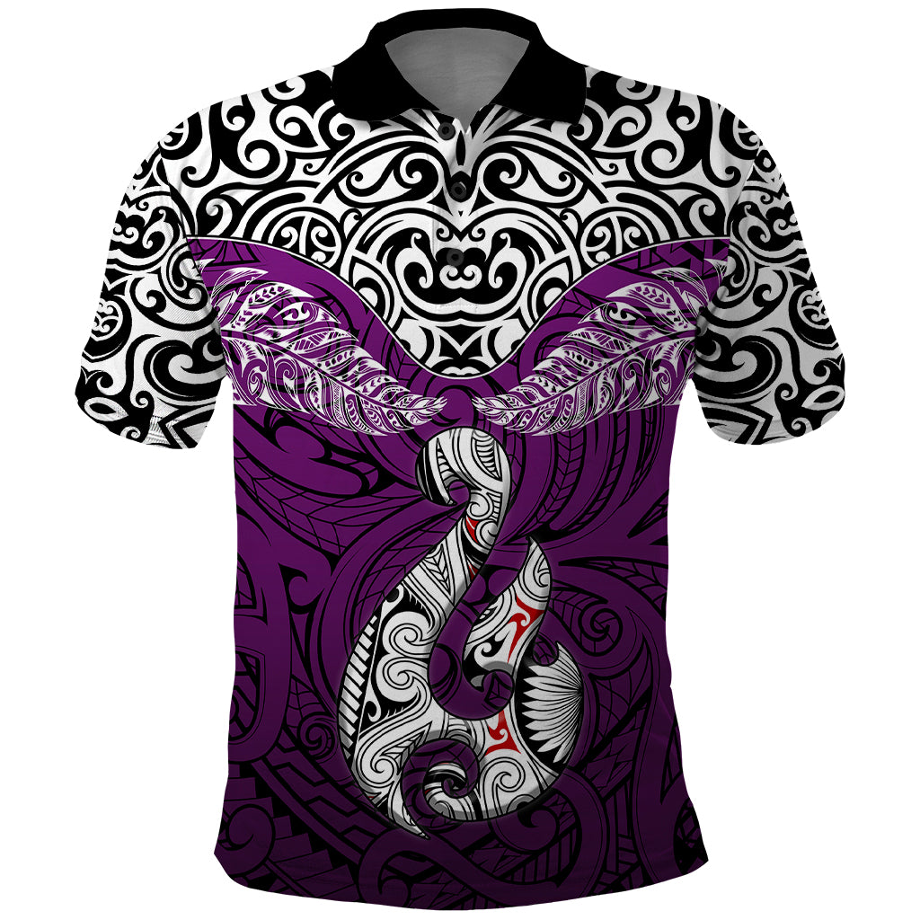 Aotearoa New Zealand Polo Shirt Silver Fern and Matau with Maori Tribal Pink Style LT03 Pink - Polynesian Pride