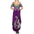 Aotearoa New Zealand Summer Maxi Dress Silver Fern and Matau with Maori Tribal Pink Style LT03 - Polynesian Pride