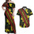 Samoan Culture Couples Matching Off Shoulder Maxi Dress and Hawaiian Shirt Hibiscus and Ula Fala with Tapa Pattern Black Color