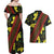 Samoan Culture Couples Matching Off Shoulder Maxi Dress and Hawaiian Shirt Hibiscus and Ula Fala with Tapa Pattern Black Color