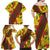 Samoan Culture Family Matching Off Shoulder Maxi Dress and Hawaiian Shirt Hibiscus and Ula Fala with Tapa Pattern YellowColor