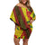 Samoan Culture Off Shoulder Short Dress Hibiscus and Ula Fala with Tapa Pattern YellowColor