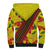 Samoan Culture Sherpa Hoodie Hibiscus and Ula Fala with Tapa Pattern YellowColor