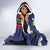 Samoan Culture Hooded Blanket Hibiscus and Ula Fala with Tapa Pattern Blue Color