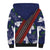 Samoan Culture Sherpa Hoodie Hibiscus and Ula Fala with Tapa Pattern Blue Color