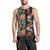 Hawaiian Hibiscus and Tropical Leaves Men Tank Top Patchwork Grunge Abstract Vintage Style