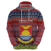 Kiribati Christmas Hoodie Coat of Arms and Map Beautiful Merry Xmas Snowflake LT03 - Polynesian Pride