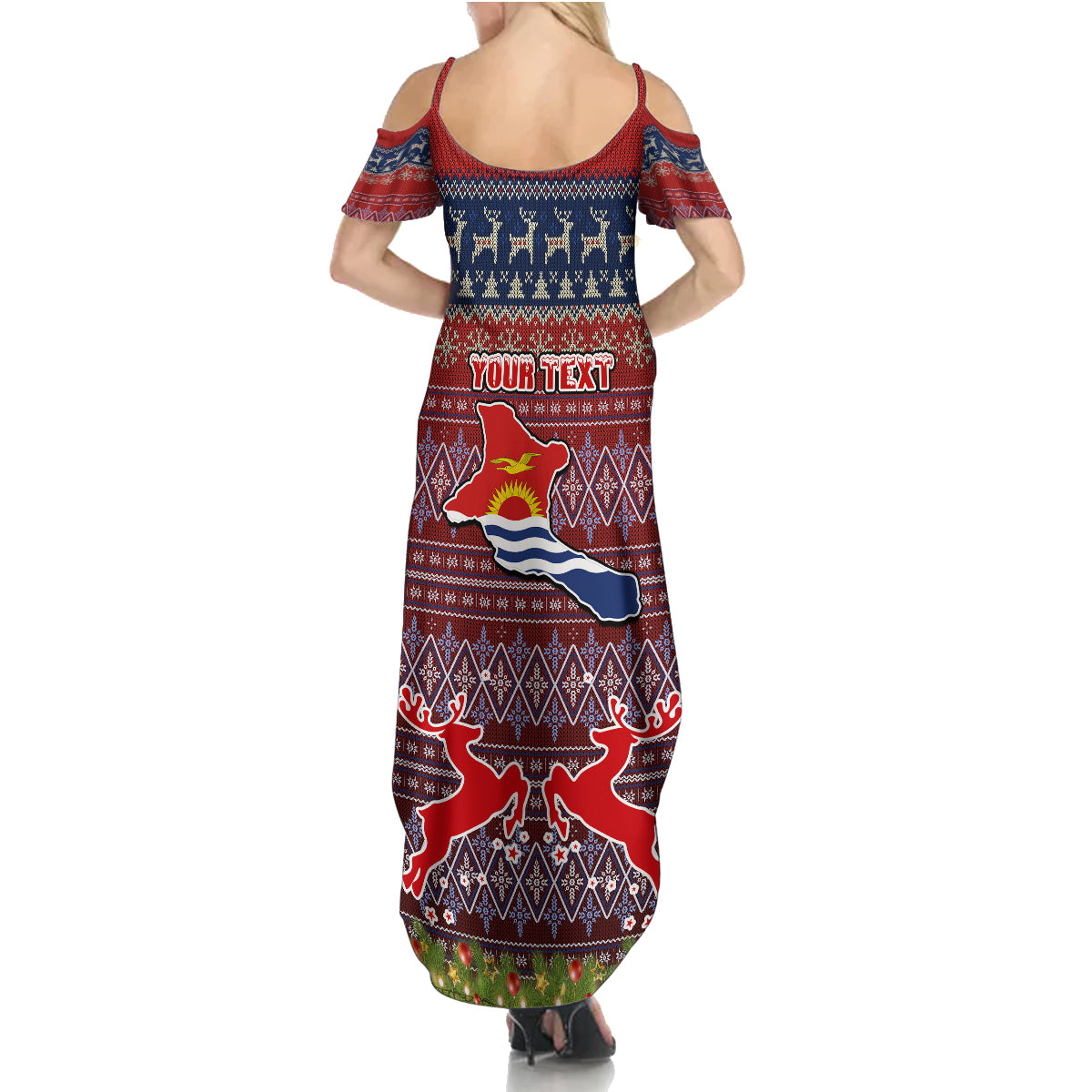 Personalised Kiribati Christmas Family Matching Summer Maxi Dress and Hawaiian Shirt Coat of Arms and Map Beautiful Merry Xmas Snowflake LT03 - Polynesian Pride