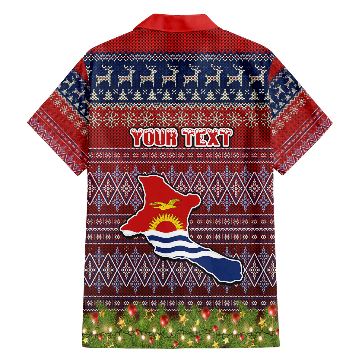 personalised-kiribati-christmas-kid-hawaiian-shirt-coat-of-arms-and-map-beautiful-merry-xmas-snowflake