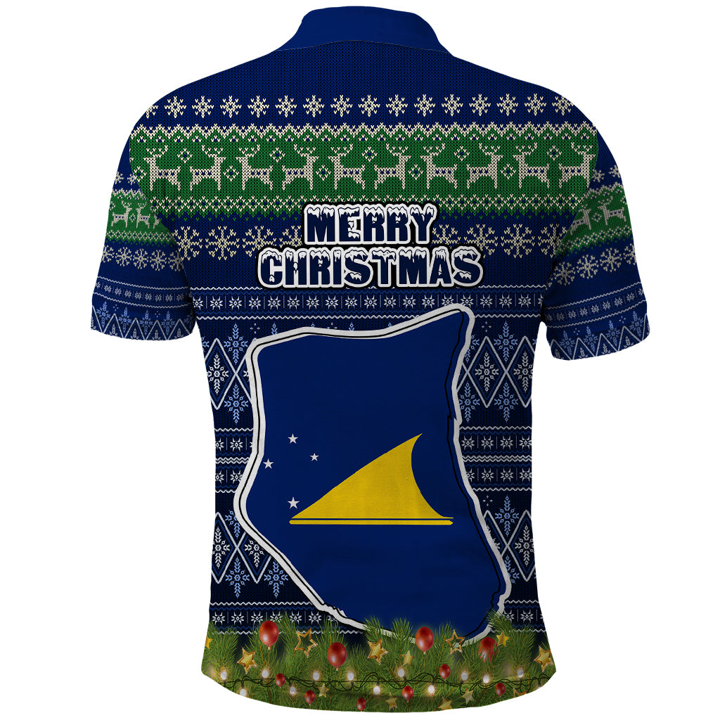Tokelau Christmas Polo Shirt Coat of Arms and Map Beautiful Merry Xmas Snowflake LT03 - Polynesian Pride