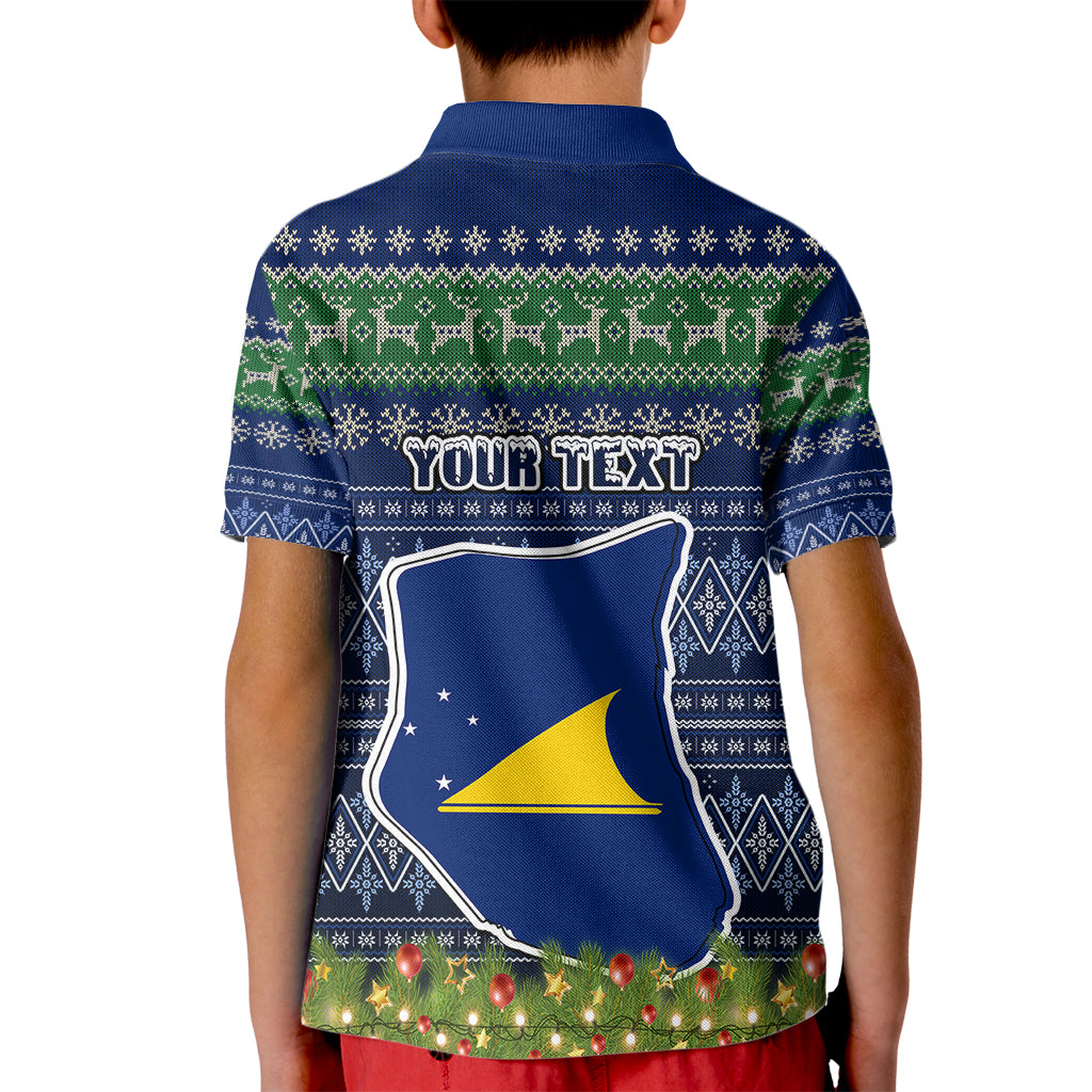 Personalised Tokelau Christmas Kid Polo Shirt Coat of Arms and Map Beautiful Merry Xmas Snowflake LT03 - Polynesian Pride