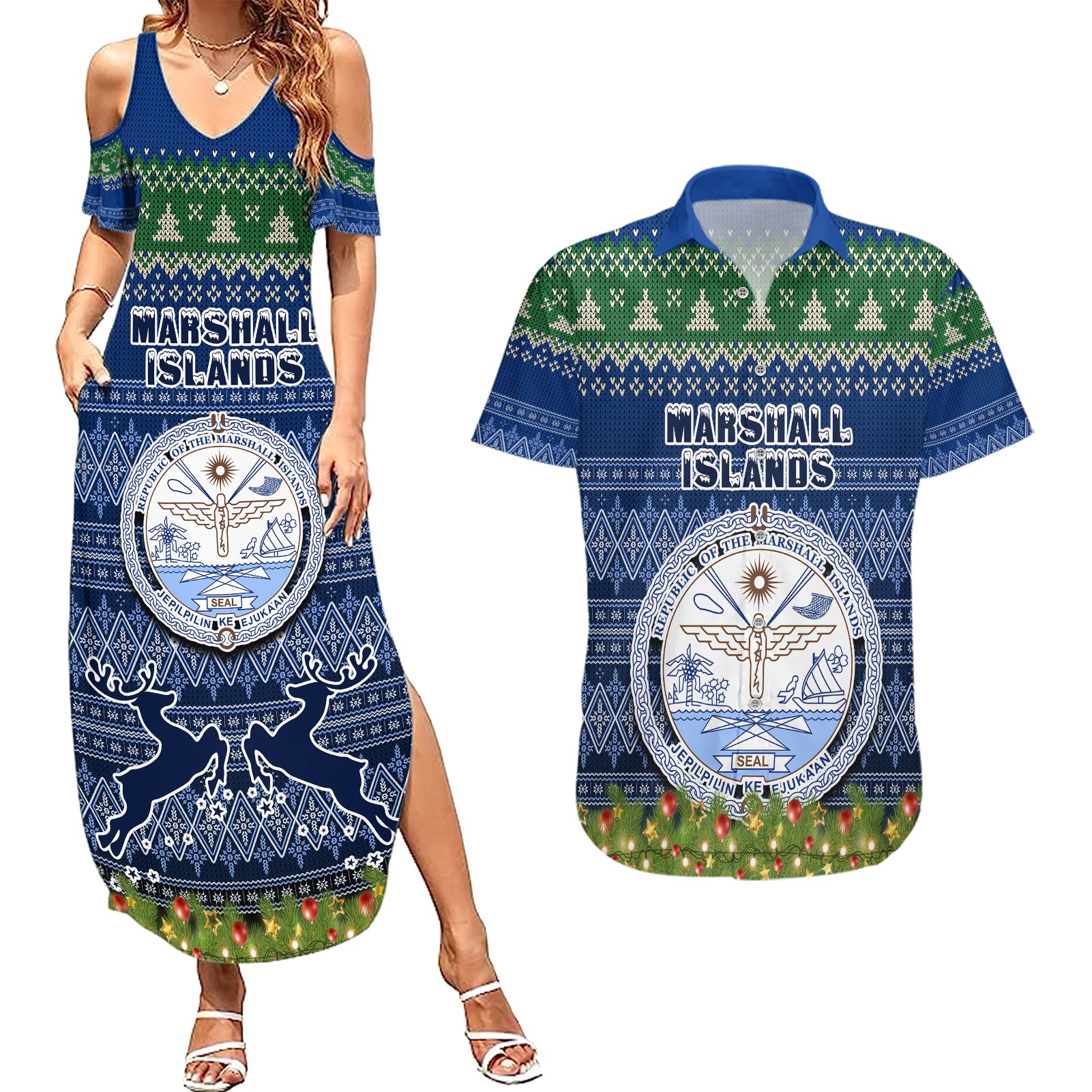 marshall-islands-christmas-couples-matching-summer-maxi-dress-and-hawaiian-shirt-coat-of-arms-and-map-beautiful-merry-xmas-snowflake