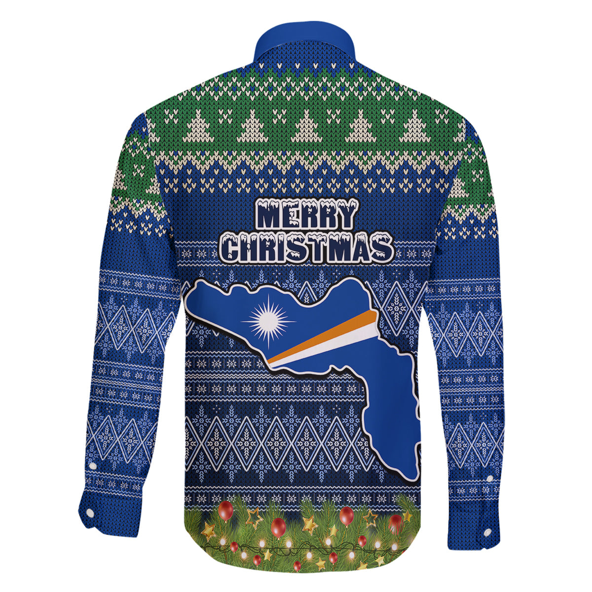 Marshall Islands Christmas Family Matching Puletasi Dress and Hawaiian Shirt Coat of Arms and Map Beautiful Merry Xmas Snowflake LT03 - Polynesian Pride