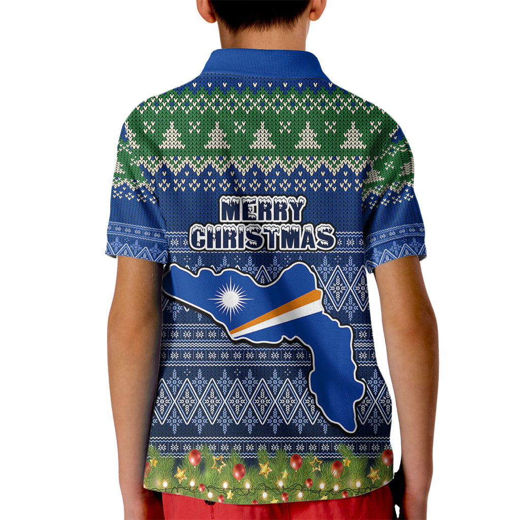 Marshall Islands Christmas Kid Polo Shirt Coat of Arms and Map Beautiful Merry Xmas Snowflake LT03 - Polynesian Pride