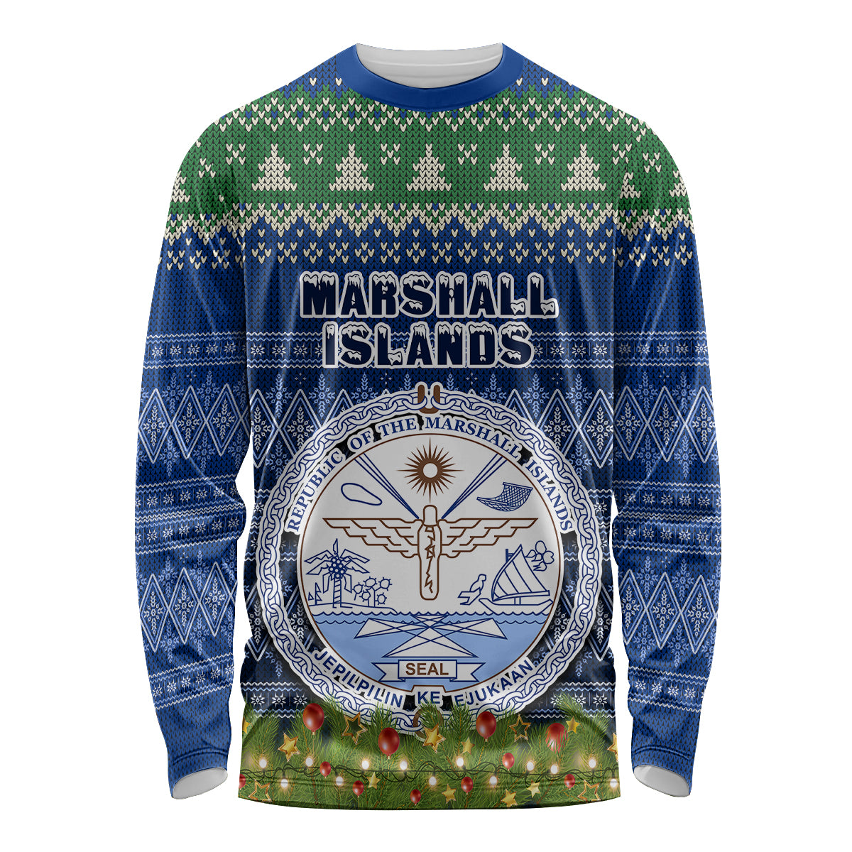 personalised-marshall-islands-christmas-long-sleeve-shirt-coat-of-arms-and-map-beautiful-merry-xmas-snowflake