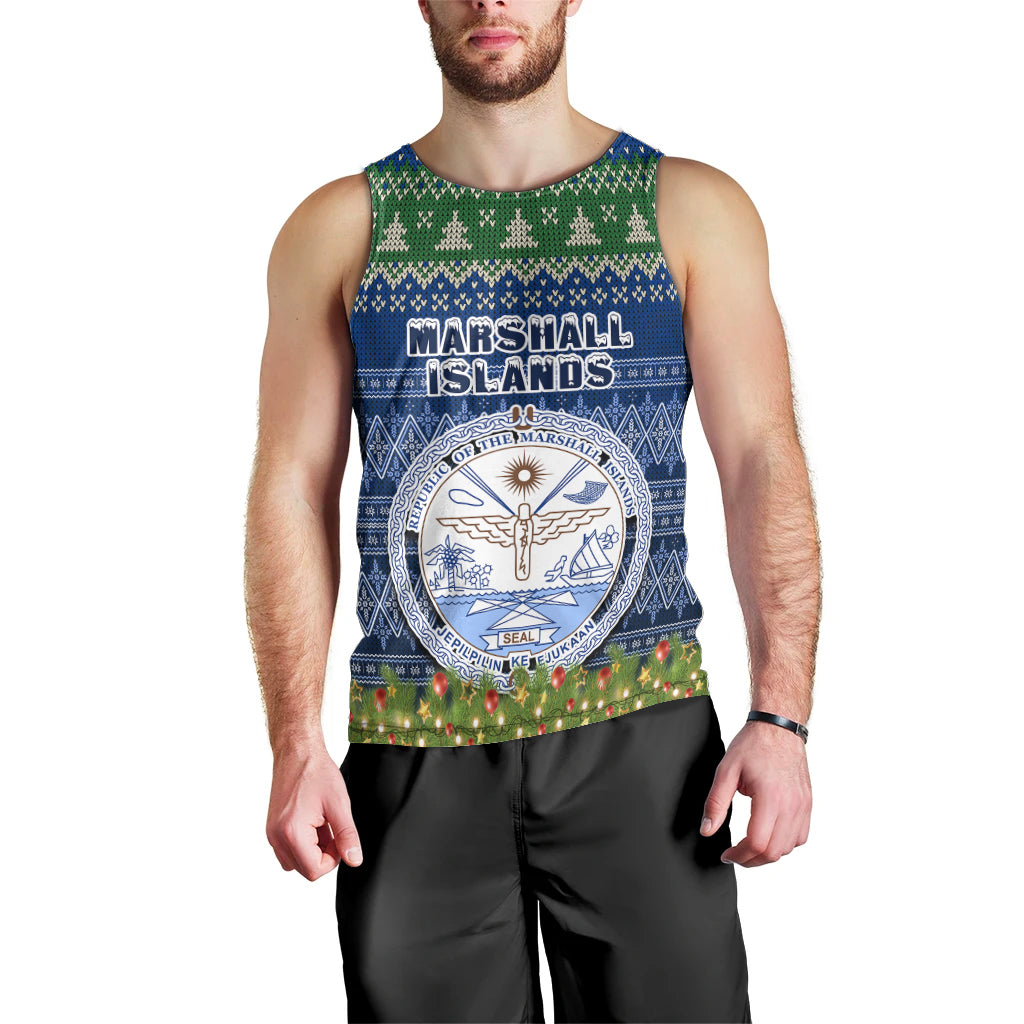 Personalised Marshall Islands Christmas Men Tank Top Coat of Arms and Map Beautiful Merry Xmas Snowflake LT03 - Polynesian Pride