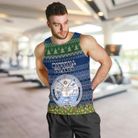Personalised Marshall Islands Christmas Men Tank Top Coat of Arms and Map Beautiful Merry Xmas Snowflake LT03 - Polynesian Pride