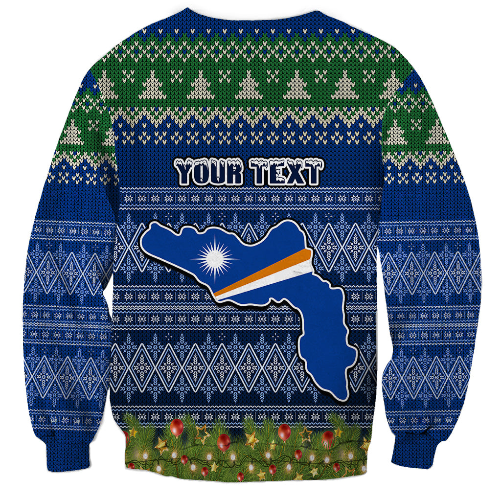 Personalised Marshall Islands Christmas Sweatshirt Coat of Arms and Map Beautiful Merry Xmas Snowflake LT03 - Polynesian Pride