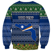 Personalised Marshall Islands Christmas Sweatshirt Coat of Arms and Map Beautiful Merry Xmas Snowflake LT03 - Polynesian Pride