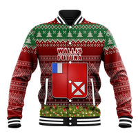 Personalised Wallis and Futuna Christmas Baseball Jacket Coat of Arms and Map Beautiful Merry Xmas Snowflake LT03 Unisex Red - Polynesian Pride