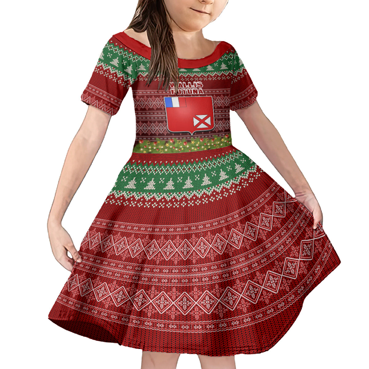 personalised-wallis-and-futuna-christmas-family-matching-long-sleeve-bodycon-dress-and-hawaiian-shirt-coat-of-arms-and-map-beautiful-merry-xmas-snowflake