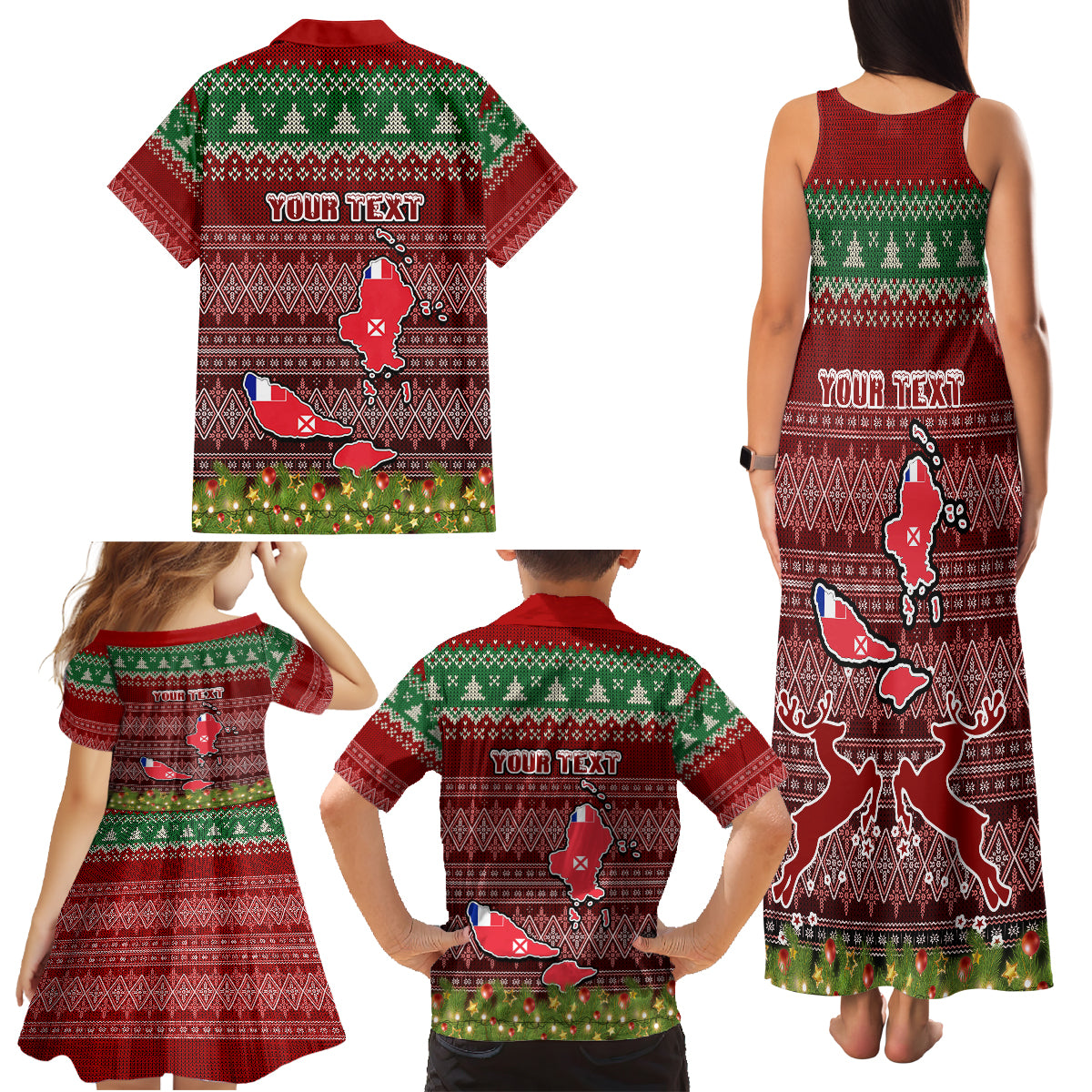 Personalised Wallis and Futuna Christmas Family Matching Tank Maxi Dress and Hawaiian Shirt Coat of Arms and Map Beautiful Merry Xmas Snowflake LT03 - Polynesian Pride