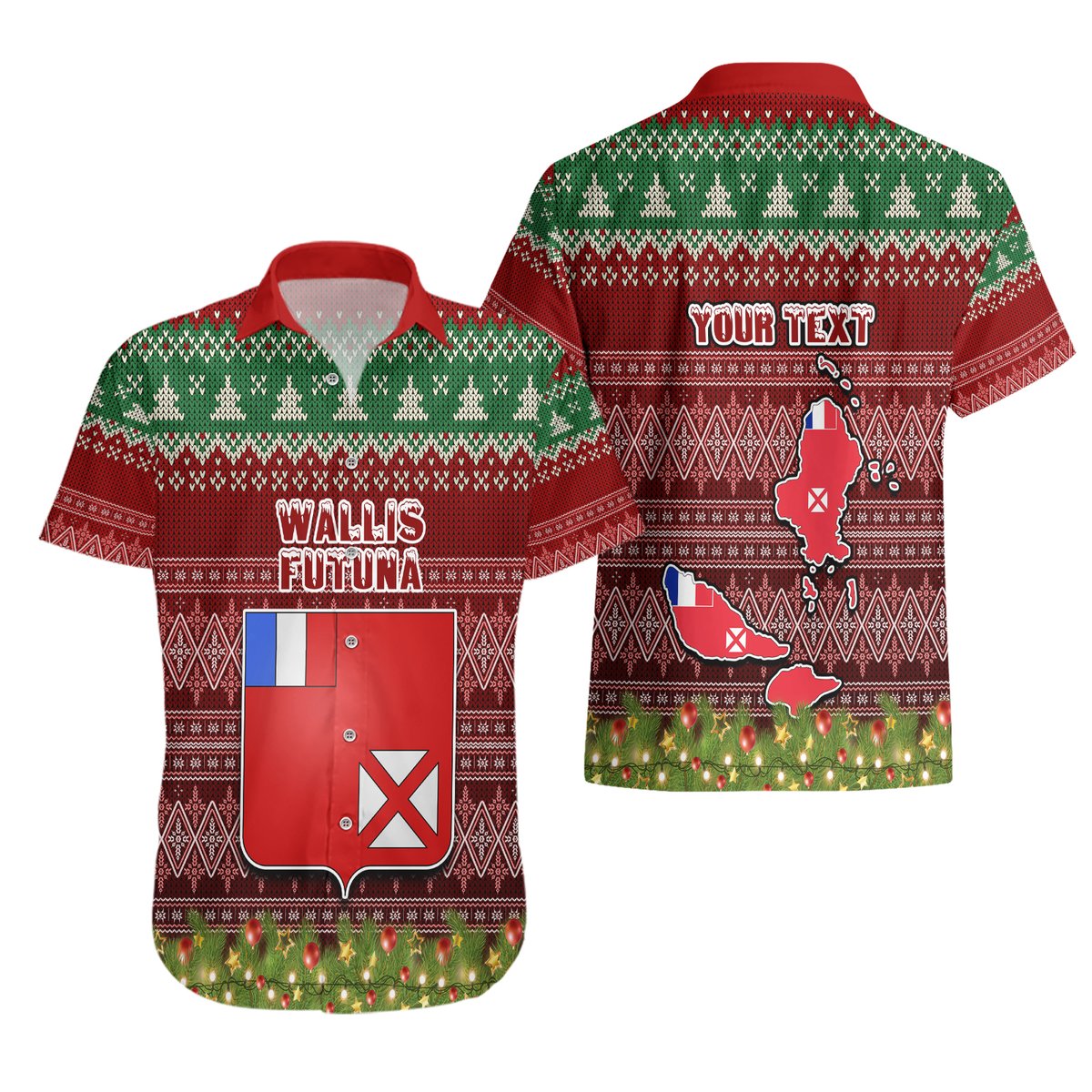 Personalised Wallis and Futuna Christmas Hawaiian Shirt Coat of Arms and Map Beautiful Merry Xmas Snowflake LT03 - Polynesian Pride
