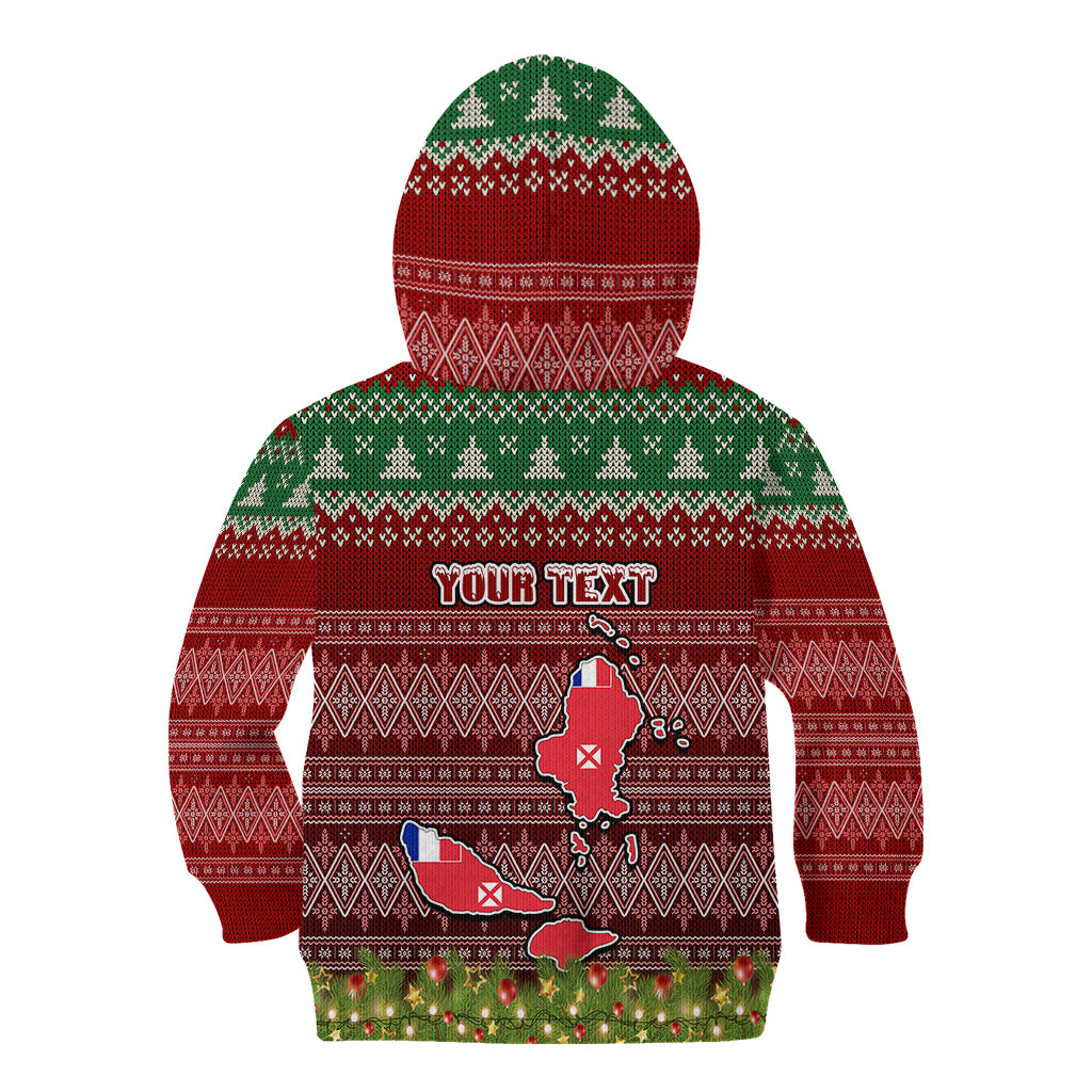 Personalised Wallis and Futuna Christmas Kid Hoodie Coat of Arms and Map Beautiful Merry Xmas Snowflake LT03 - Polynesian Pride