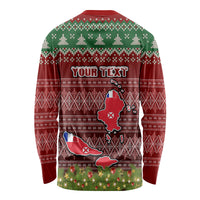 Personalised Wallis and Futuna Christmas Long Sleeve Shirt Coat of Arms and Map Beautiful Merry Xmas Snowflake LT03 - Polynesian Pride