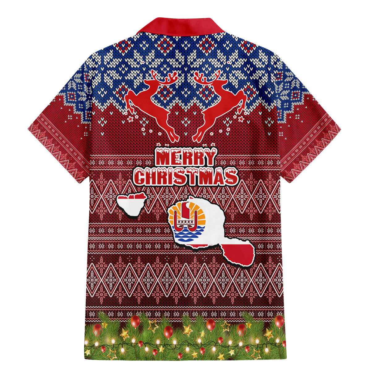 french-polynesia-christmas-family-matching-mermaid-dress-and-hawaiian-shirt-coat-of-arms-and-map-beautiful-merry-xmas-snowflake