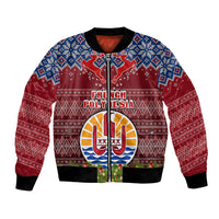 personalised-french-polynesia-christmas-bomber-jacket-coat-of-arms-and-map-beautiful-merry-xmas-snowflake