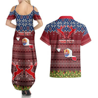 Personalised French Polynesia Christmas Couples Matching Summer Maxi Dress and Hawaiian Shirt Coat of Arms and Map Beautiful Merry Xmas Snowflake LT03 - Polynesian Pride