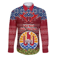 personalised-french-polynesia-christmas-family-matching-short-sleeve-bodycon-dress-and-hawaiian-shirt-coat-of-arms-and-map-beautiful-merry-xmas-snowflake