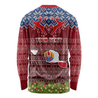 Personalised French Polynesia Christmas Long Sleeve Shirt Coat of Arms and Map Beautiful Merry Xmas Snowflake LT03 - Polynesian Pride