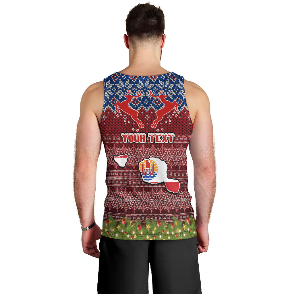 Personalised French Polynesia Christmas Men Tank Top Coat of Arms and Map Beautiful Merry Xmas Snowflake LT03 - Polynesian Pride