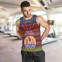 Personalised French Polynesia Christmas Men Tank Top Coat of Arms and Map Beautiful Merry Xmas Snowflake LT03 - Polynesian Pride