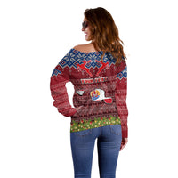 Personalised French Polynesia Christmas Off Shoulder Sweater Coat of Arms and Map Beautiful Merry Xmas Snowflake LT03 - Polynesian Pride