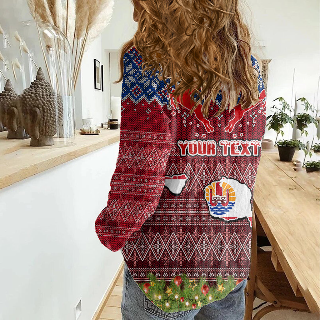 personalised-french-polynesia-christmas-women-casual-shirt-coat-of-arms-and-map-beautiful-merry-xmas-snowflake
