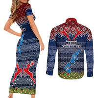 northern-mariana-islands-christmas-couples-matching-short-sleeve-bodycon-dress-and-long-sleeve-button-shirts-coat-of-arms-and-map-beautiful-merry-xmas-snowflake