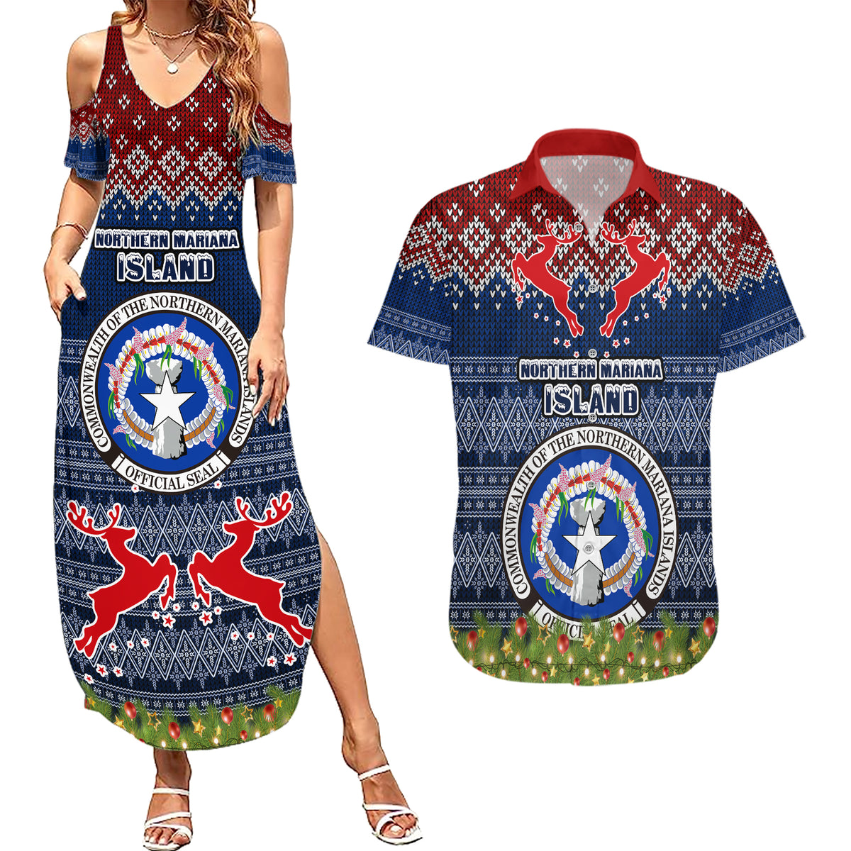 northern-mariana-islands-christmas-couples-matching-summer-maxi-dress-and-hawaiian-shirt-coat-of-arms-and-map-beautiful-merry-xmas-snowflake